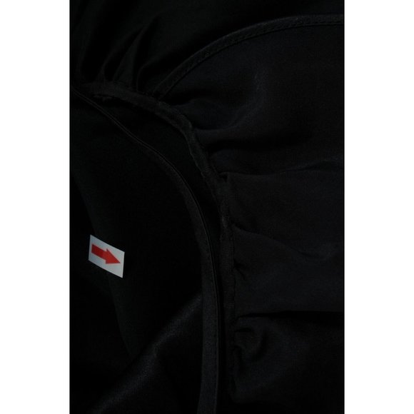 Saint Laurent Womens Maxi Dress Medium 38 Black Silk Ruffle Shoulder Side Split - Picture 11 of 14